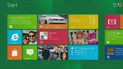 The start menu on Windows 8