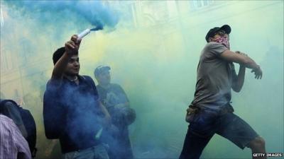 Protesters in Rome