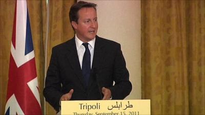 UK Prime Minister David Cameron in Tripoli