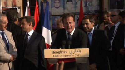 UK Prime Minister David Cameron in Benghazi