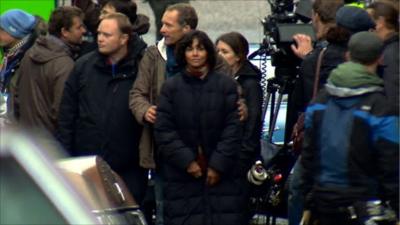 Halle Berry on the set of Cloud Atlas