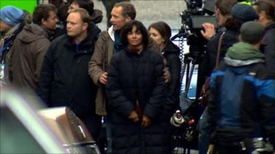 Halle Berry on the set of Cloud Atlas