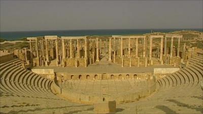 Leptis Magna, the ancient roman city on the Mediterranean