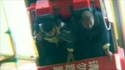 Father and son trapped in a rollercoaster