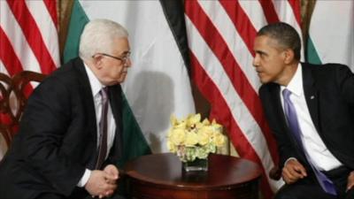 Palestinian President Mahmoud Abbas and US President Barack Obama