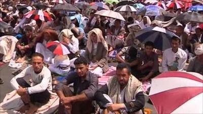 Protesters in Sanna