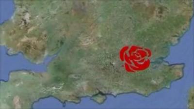 Map with Labour rose