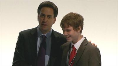 Labour leader Ed Miliband with Rory Weal