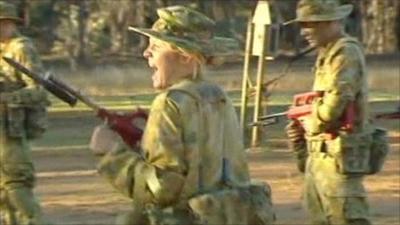 Woman in combat training