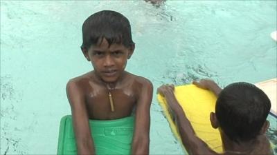 Sri Lanka children in swimming pool