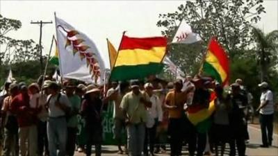 People protesting against highway construction