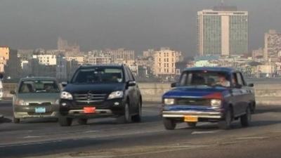 Cars on a road in Havana