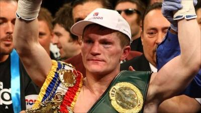 Ricky Hatton celebrates victory against Paulie Malignaggi in Las Vegas