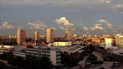 Council housing in high-rise flats, London