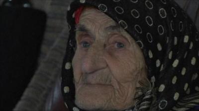 Chechen villager Kesi Karuyeva, who could be the world's oldest woman