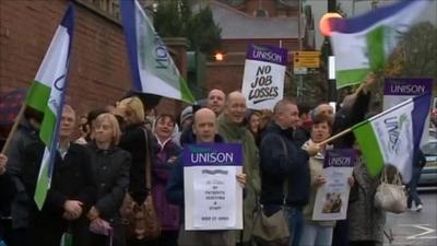 Unison members on strike