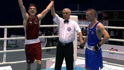 Luke Campbell celebrates his victory