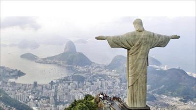 The famous Christ statue overlooks Rio de Janeiro