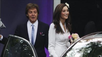 Sir Paul McCartney with Nancy Shevell on the way to their wedding