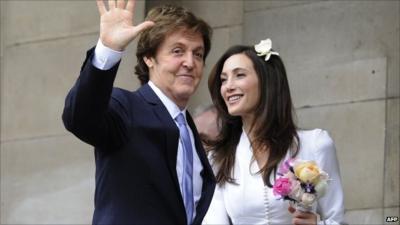 Sir Paul McCartney with Nancy Shevell outside Old Marylebone Town Hall