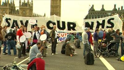 Protesters on Westminster Bridge