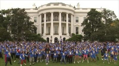 First Lady Michelle Obama and 400 students