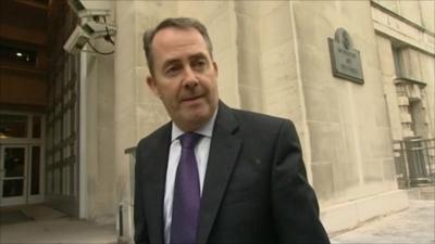 Defence Secretary Liam Fox outside MOD