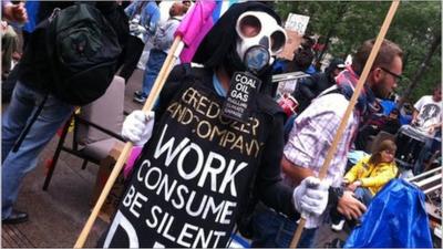 A protestor at the Occupy Wall Street protest