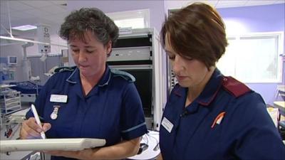 Medical staff with computer equipment