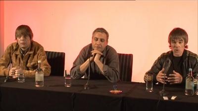 Mani, Reni and Ian Brown at the Stone Roses news conference