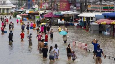 Flooded street in Thailand