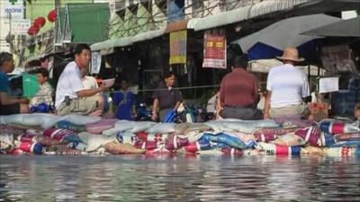 Flood barricade in Thailand