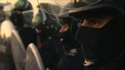 Police with riot shields