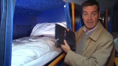 Richard Lister on the sleep bus