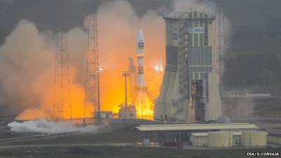 Soyuz lifts off with Galileo satellites