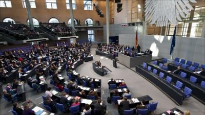 General view of a session of the Bundestag lower house of parliament