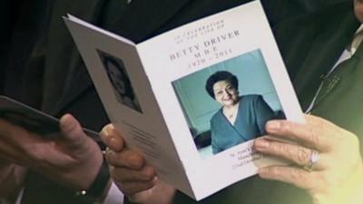 Order of service for Betty Driver's funeral