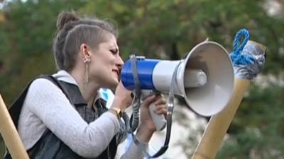 Protester in Finsbury Square