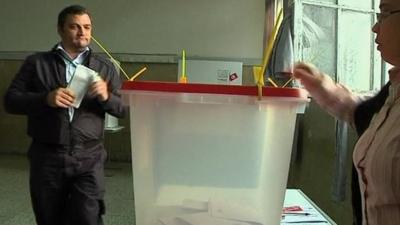 Voter at a polling station