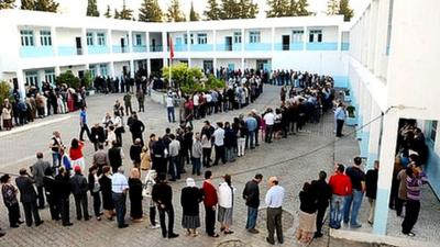 Voters queuing in Tunis