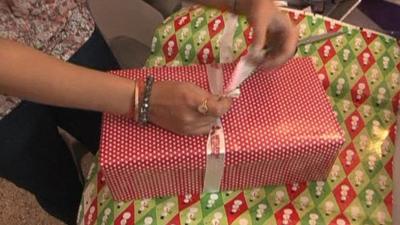 Present being wrapped