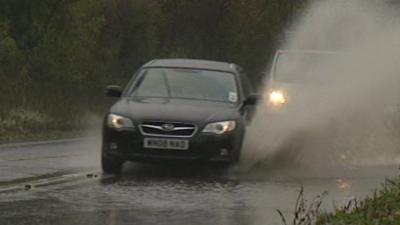 Car in flooded water