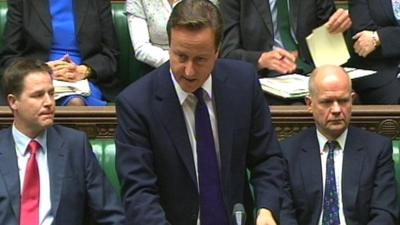 David Cameron (centre) addresses MPs