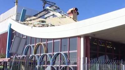 The collapsed roof of Faro airport in Portugal