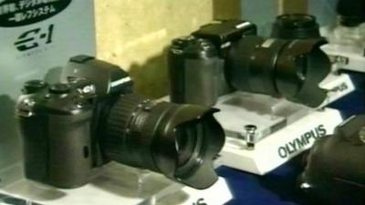 Olympus cameras on display