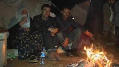 Survivors of the earthquake in relief camp