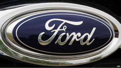 The Ford logo on a car