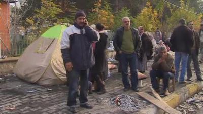 Survivors and tent