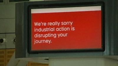 Airport screen showing disruption message