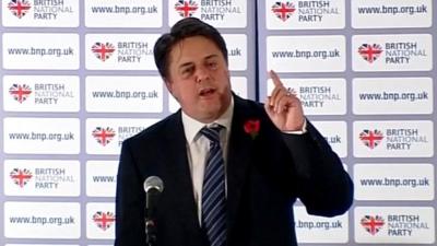 Leader of the British National Party, Nick Griffin, speaking at the party's annual conference